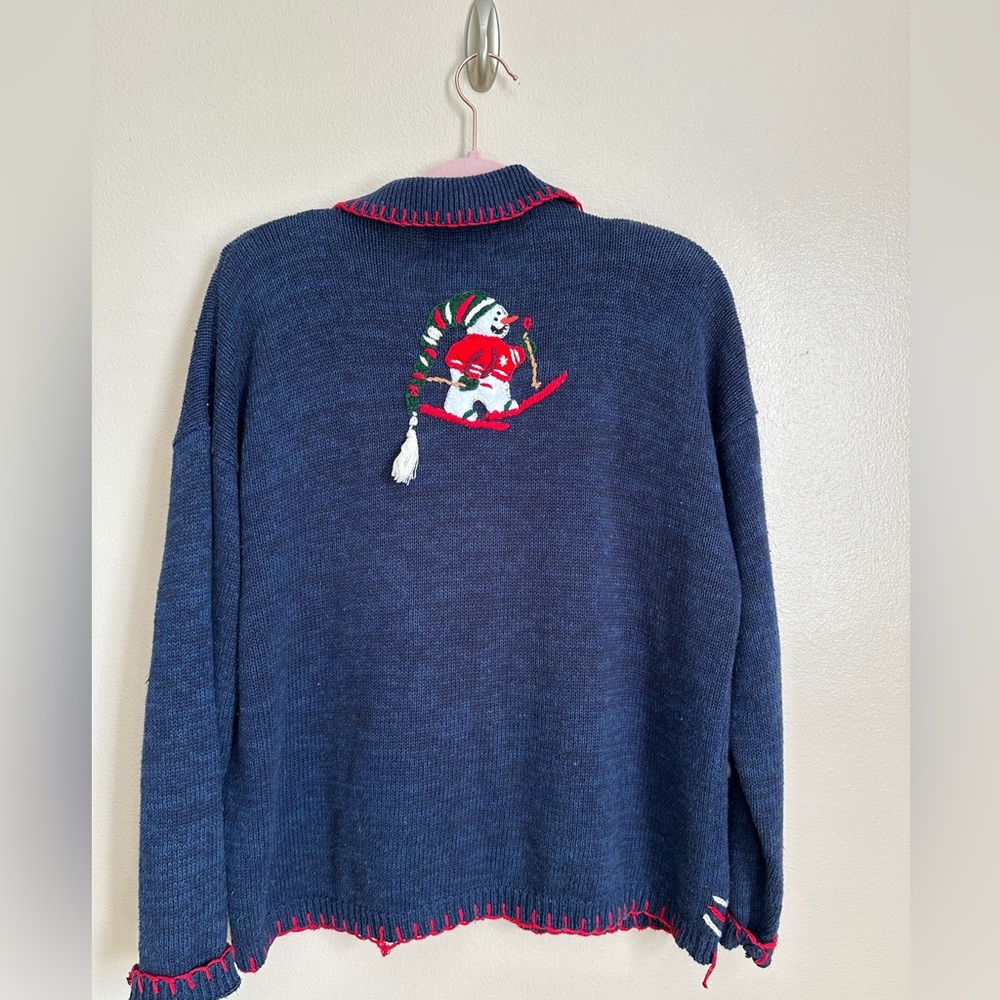 Vintage Heirloom Collectibles Snowman Sweater with Zipper Christmas XL - Picture 5 of 6